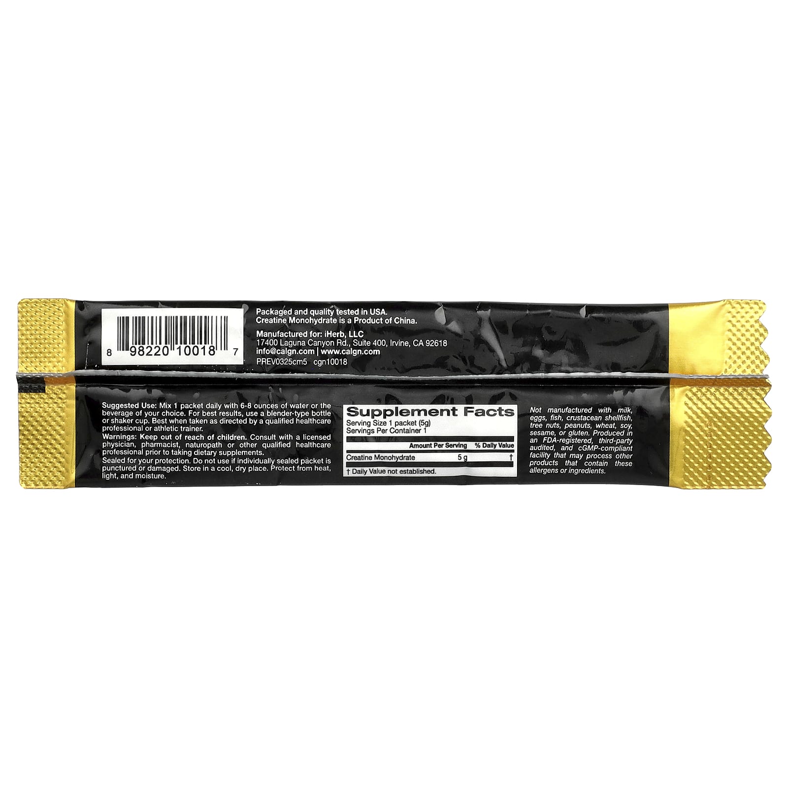 California Gold Nutrition, 運動系列，一水肌酸，原味，0.18 盎司（5 克）