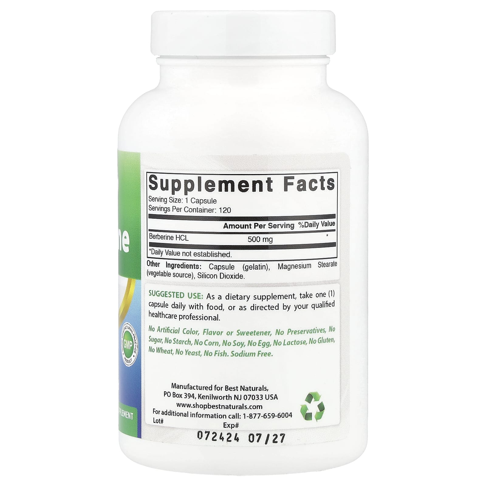 Best Naturals, 小檗鹼，500 毫克，120 粒膠囊