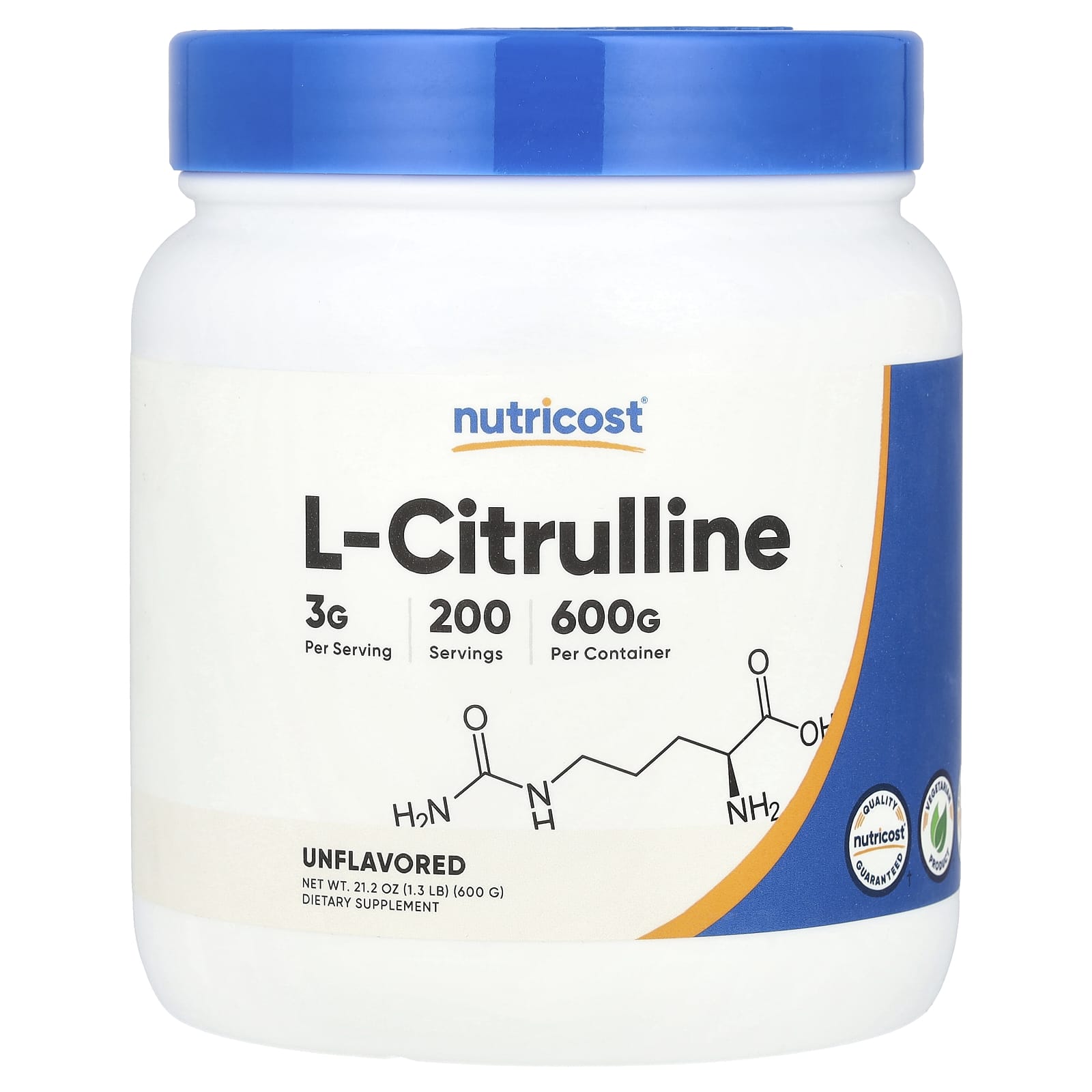 Nutricost, L-瓜氨酸，原味，1.3 磅（600 克）