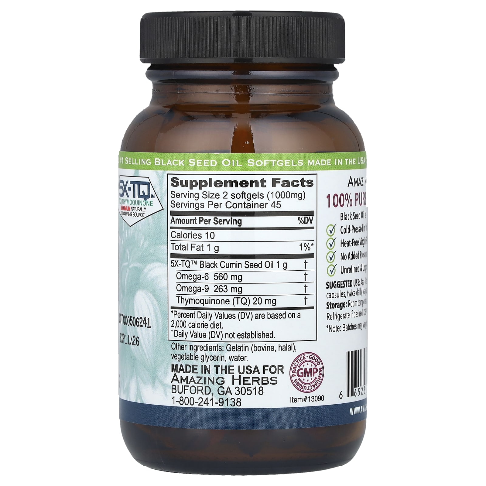Amazing Herbs, 黑籽™，90 粒軟膠囊膠囊