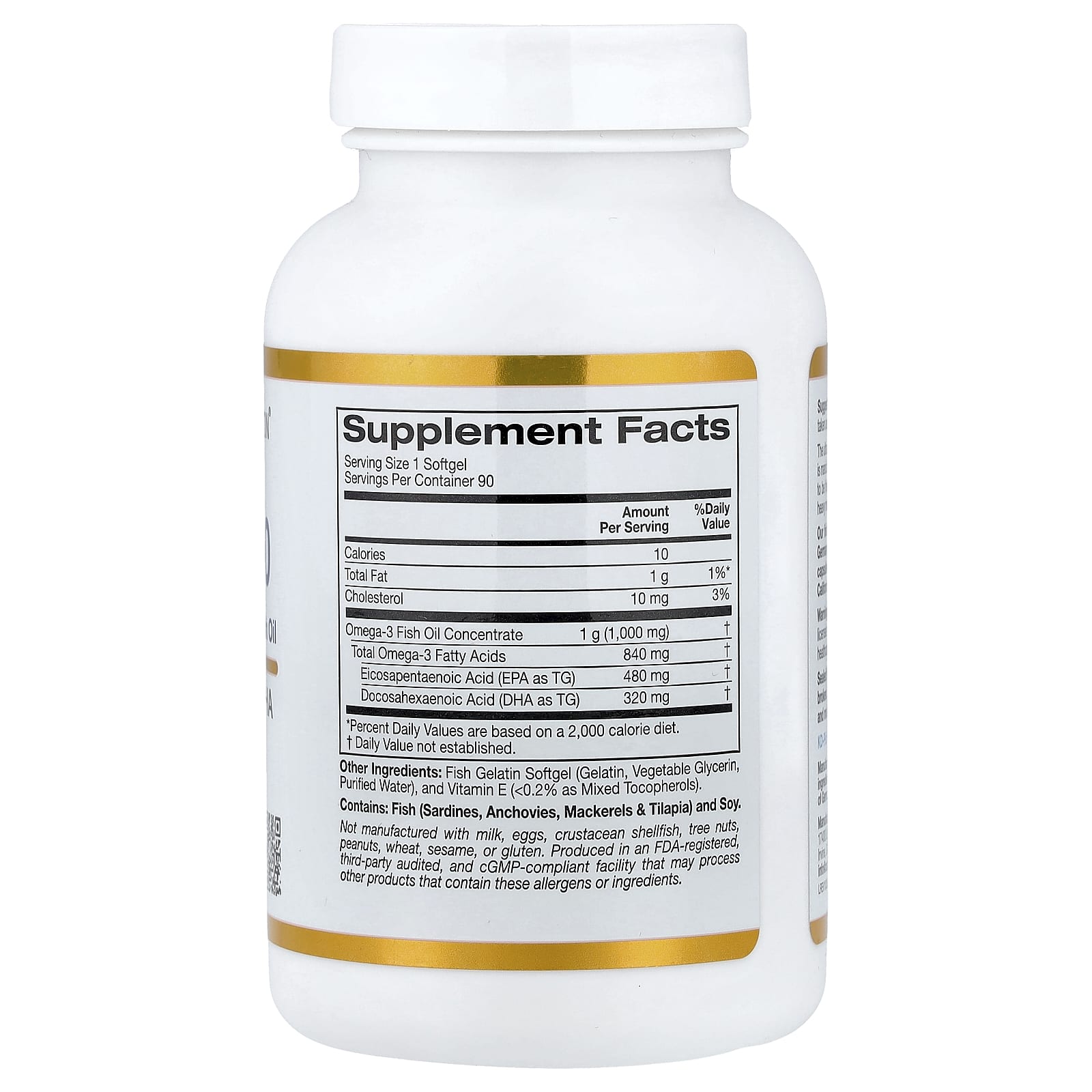 California Gold Nutrition, Omega 800 超濃縮 Omega-3 魚油，KD-Pur 甘油三酯形式，90 粒魚明膠軟膠囊（每粒 1,000 毫克）