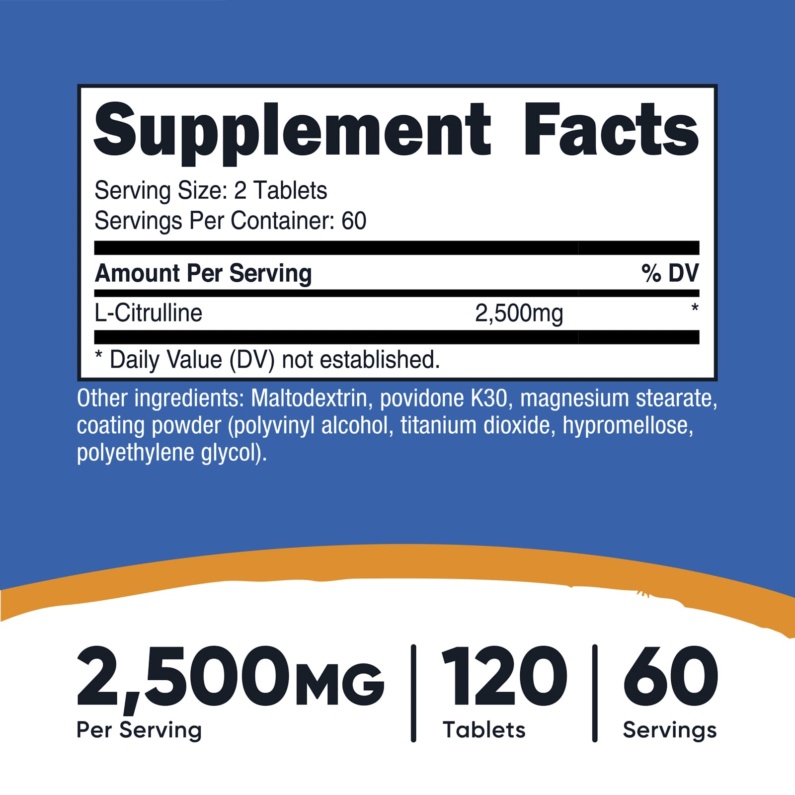 Nutricost, L-瓜氨酸，2500 毫克，120 片（每片 1250 毫克）