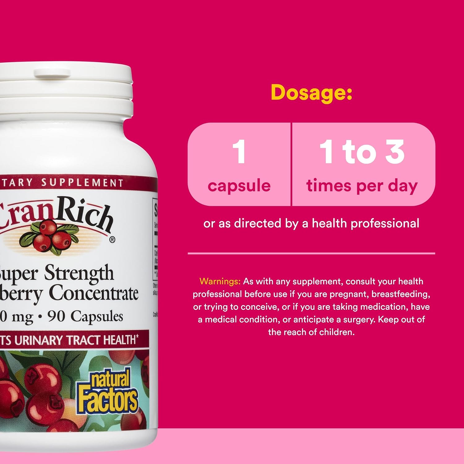 Natural Factors, CranRich® 高濃度蔓越莓，特強型，500 毫克，90 粒膠囊
