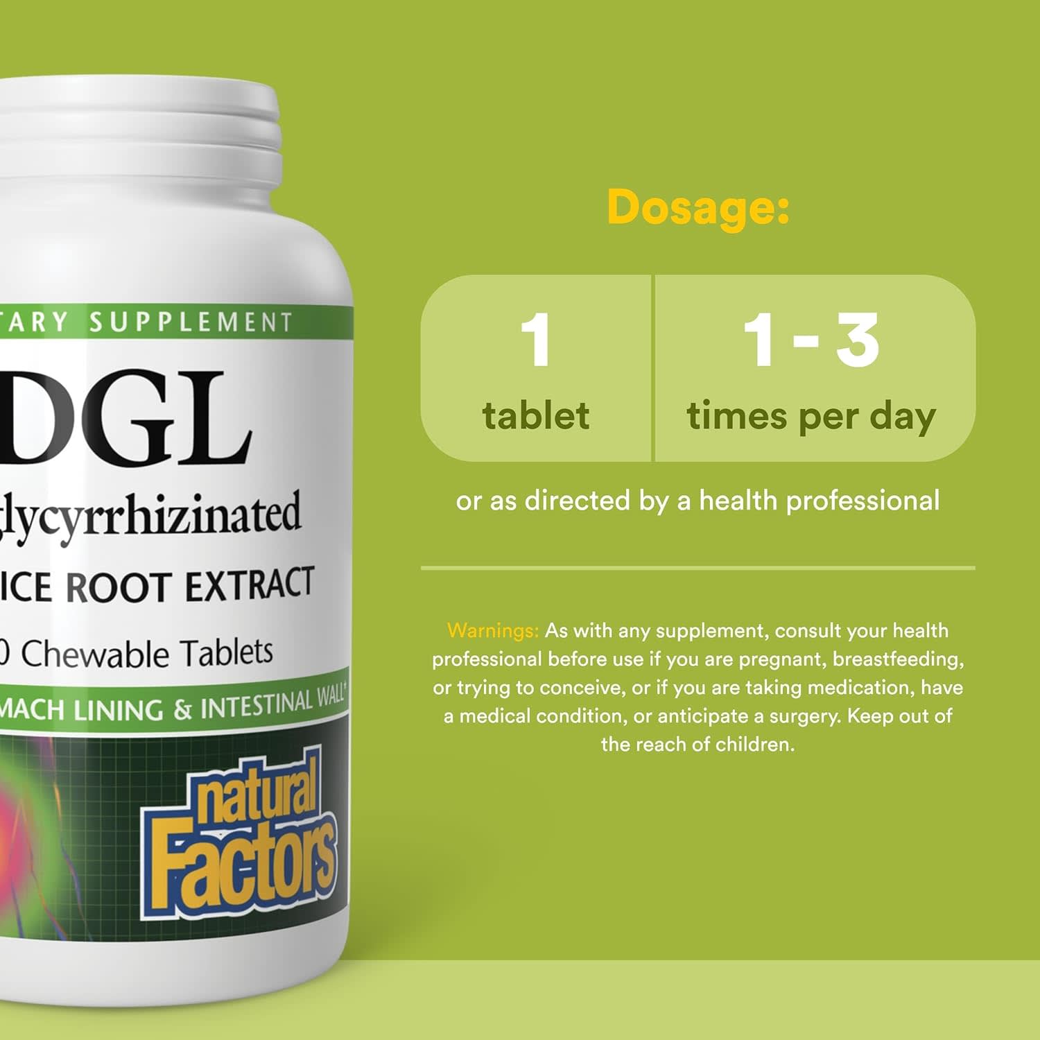 Natural Factors, DGL，解甘草提取物，180 片咀嚼片