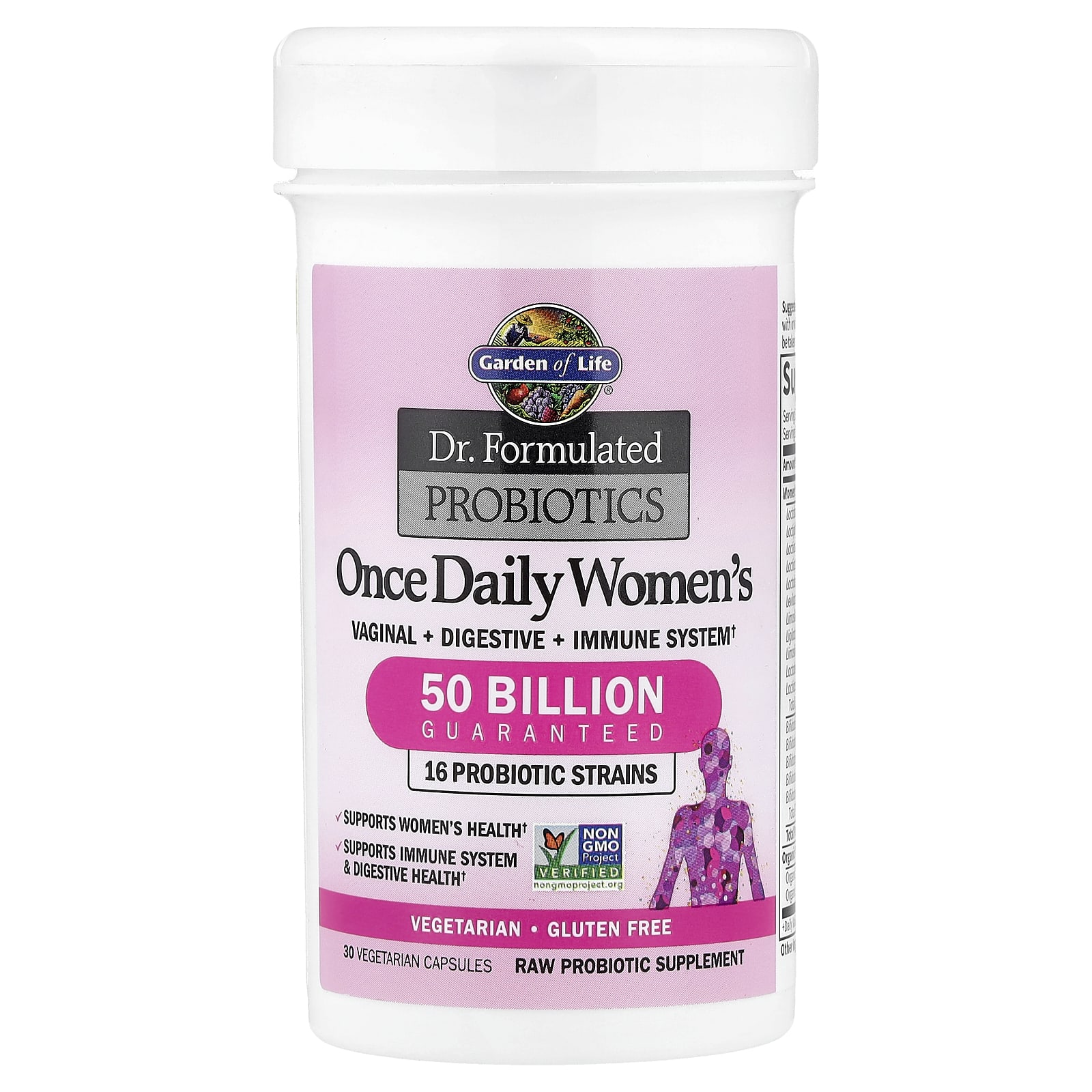 Garden of Life, Dr. Formulated 益生菌，女性每日一次，500 億，30 粒素食膠囊