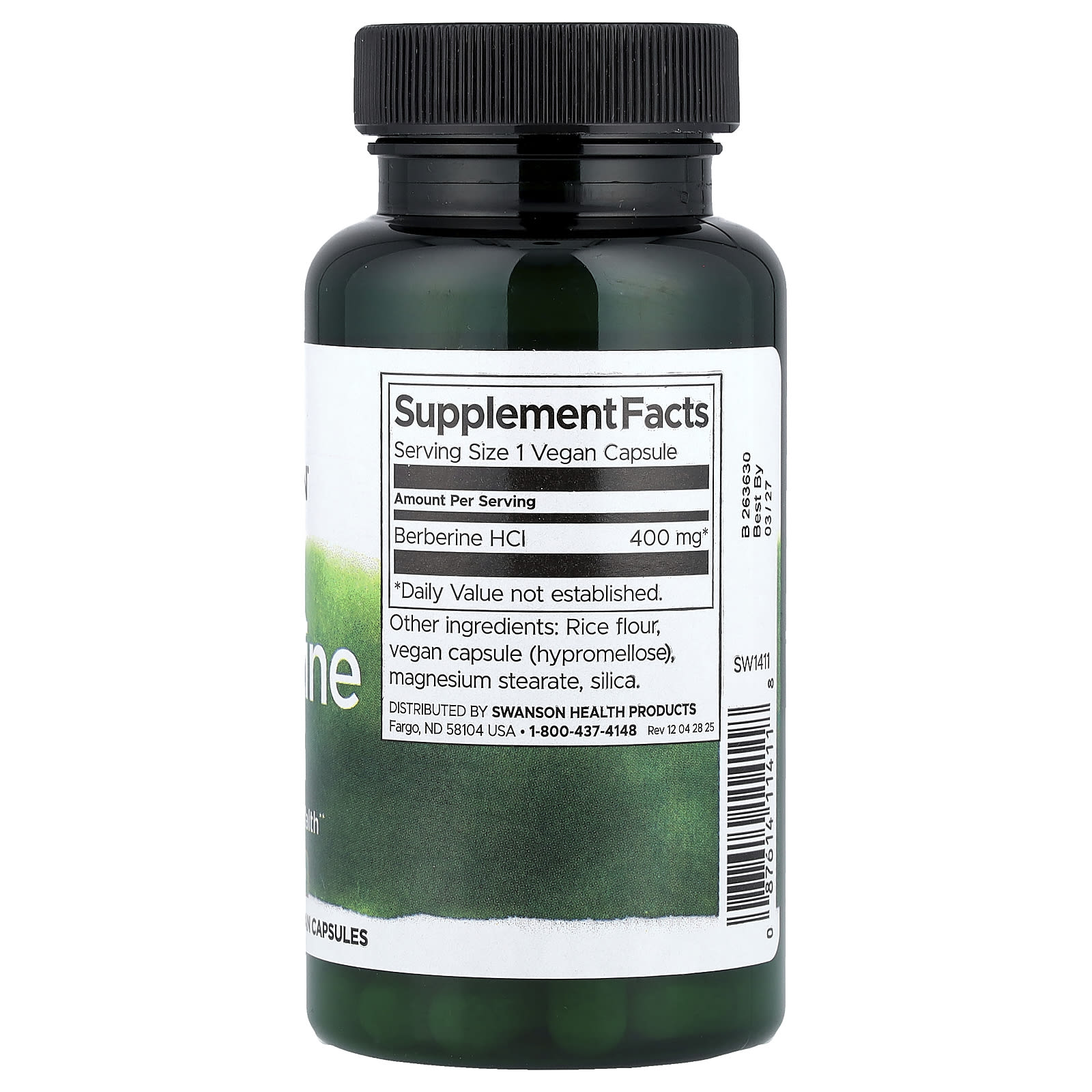 Swanson Vitamins, 小檗鹼，400 毫克，60 粒全素食膠囊