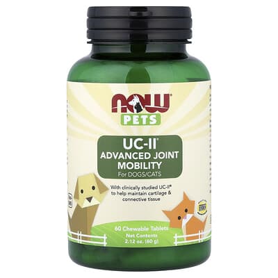 NOW Foods, Pets UC-II 高級貓/狗關節活動性支持配方，60 片咀嚼片，2.12 盎司（60 克）