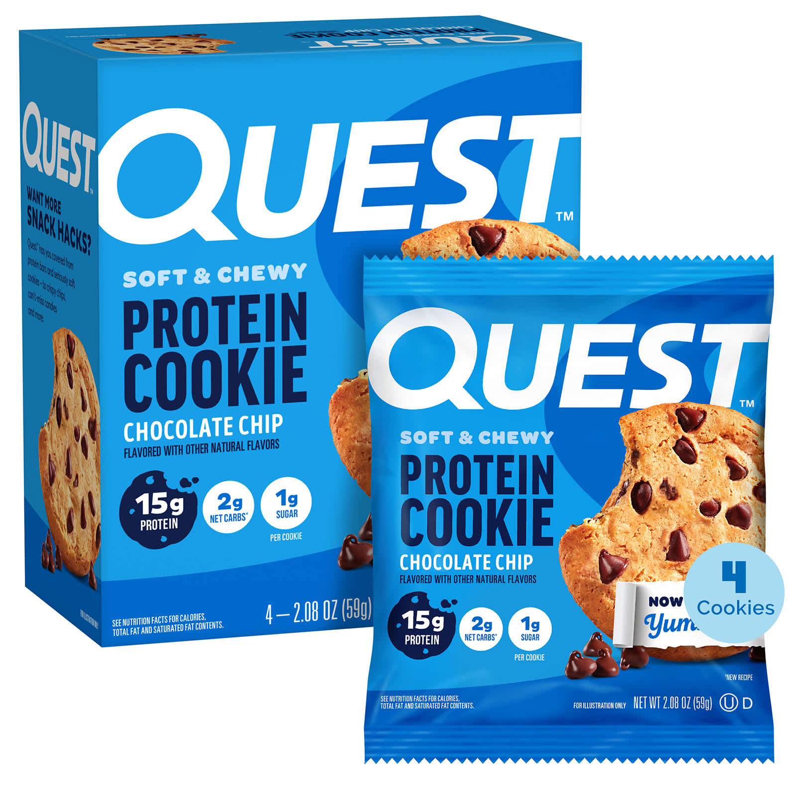 Quest Nutrition, 蛋白餅乾，巧克力碎，4 包，每包 2.08 盎司（59 克）