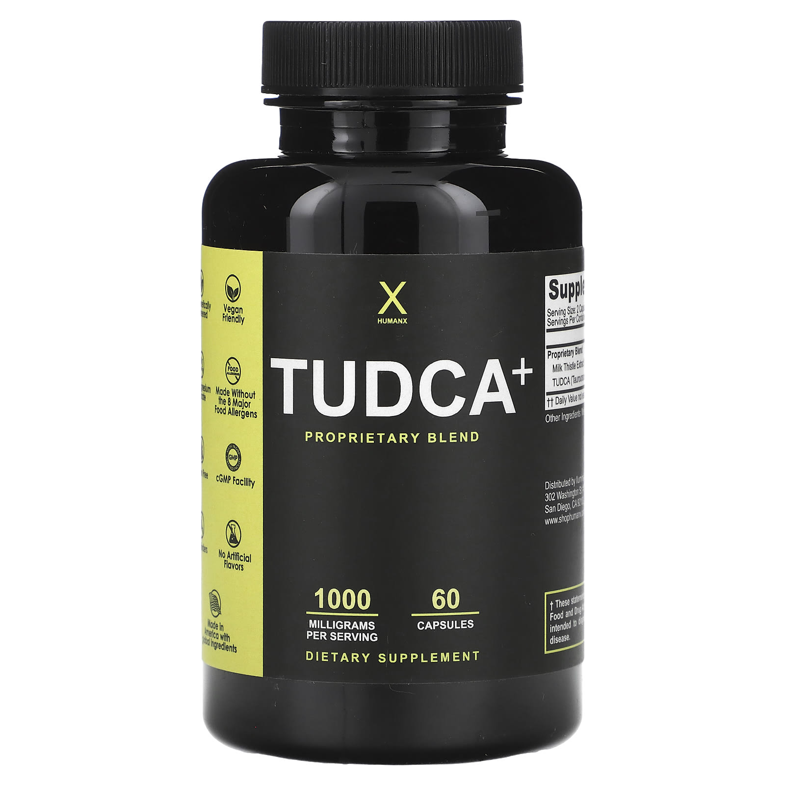 Humanx, Tudca+，1000 毫克，60 粒膠囊（每粒膠囊 500 毫克）