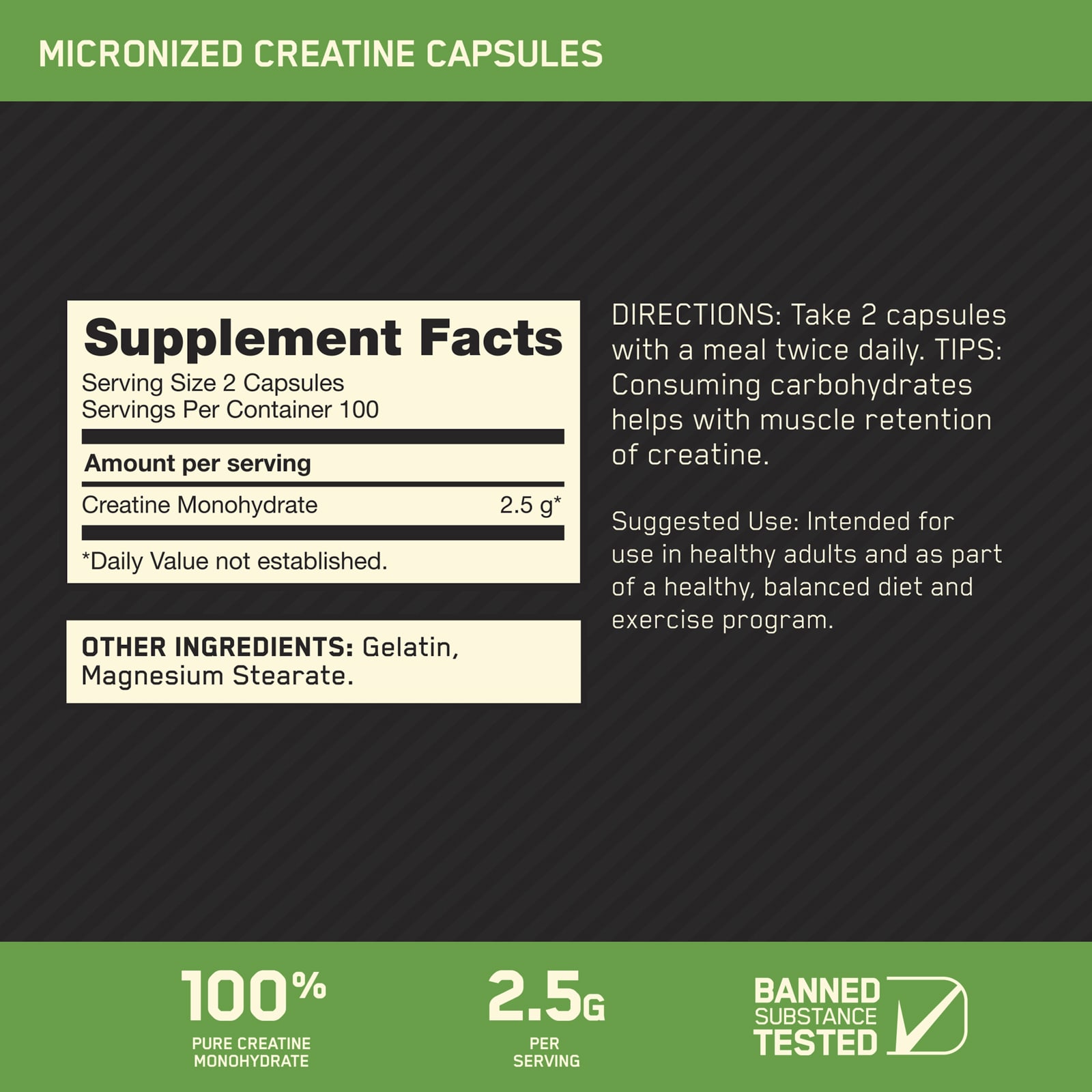 Optimum Nutrition, 微粒化肌酸膠囊，200 粒（每粒 1.25 克）