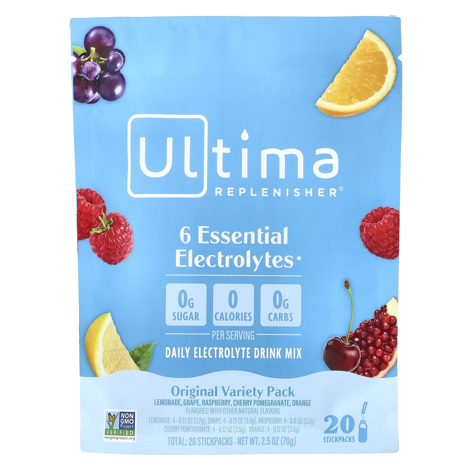 Ultima Replenisher, 6 種必需電解質，每日電解質混合飲品，多種口味，20 條