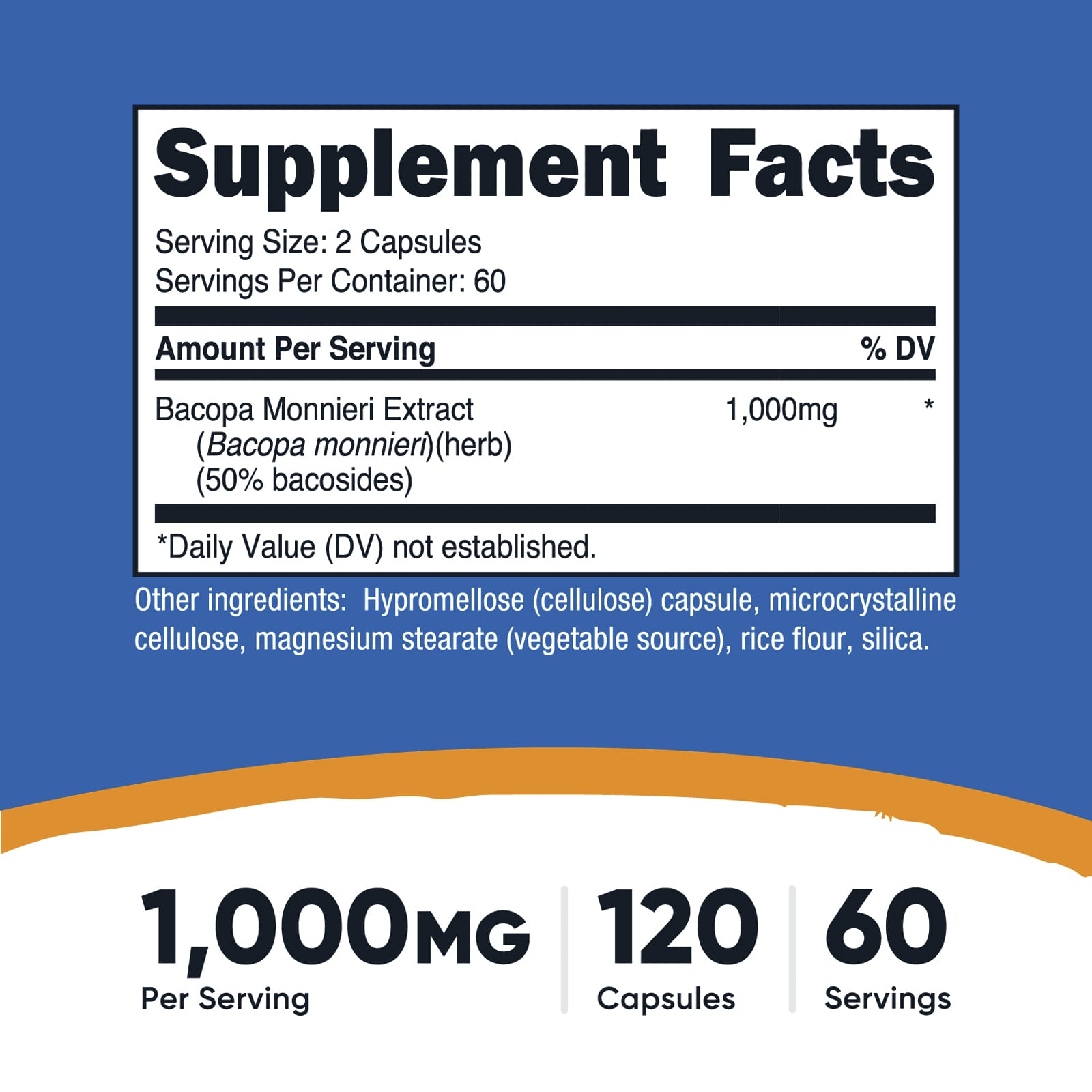 Nutricost, 假馬齒莧，1000 毫克，120 粒膠囊（每粒膠囊 500 毫克）