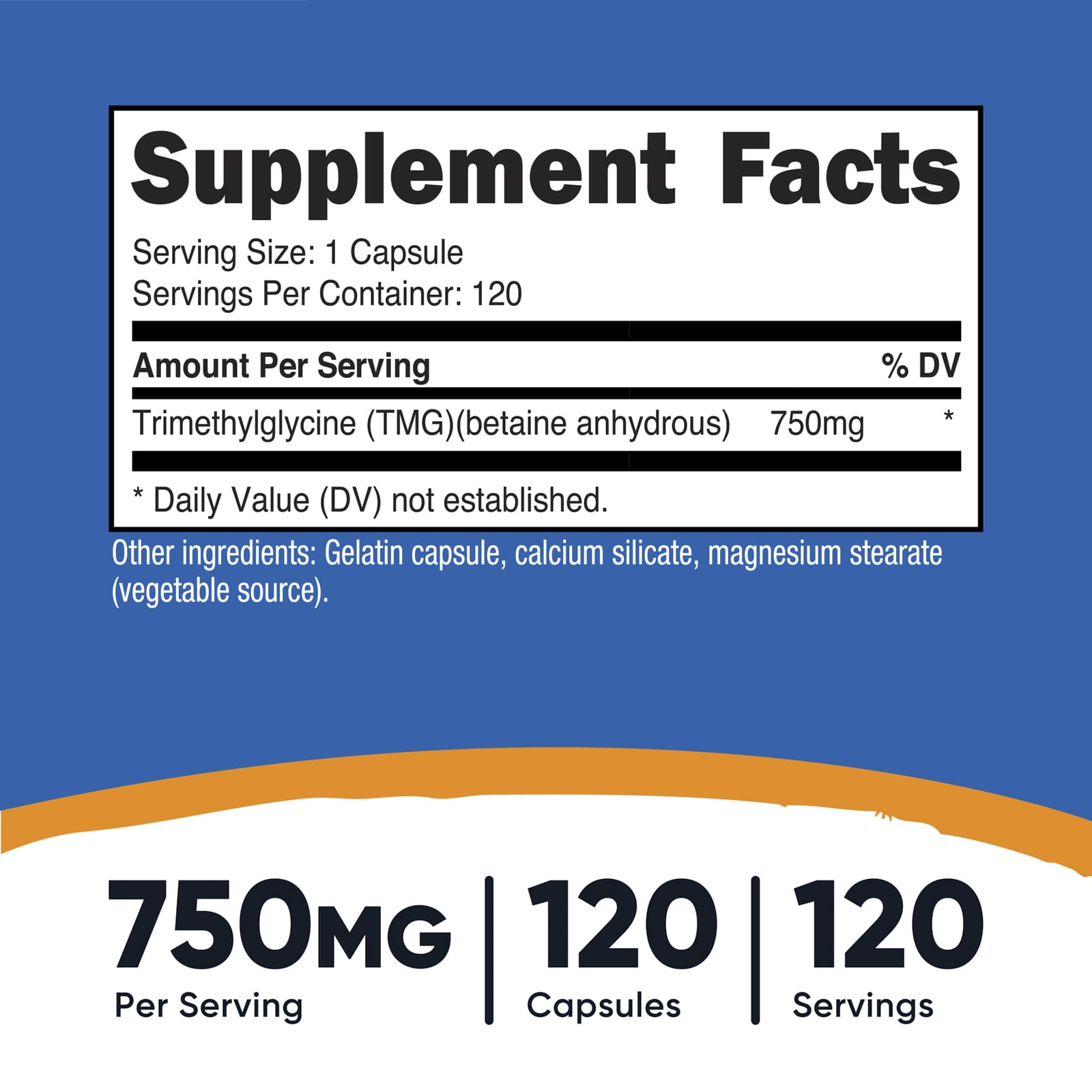 Nutricost, 三甲基甘氨酸（TMG），750 毫克，120 粒膠囊