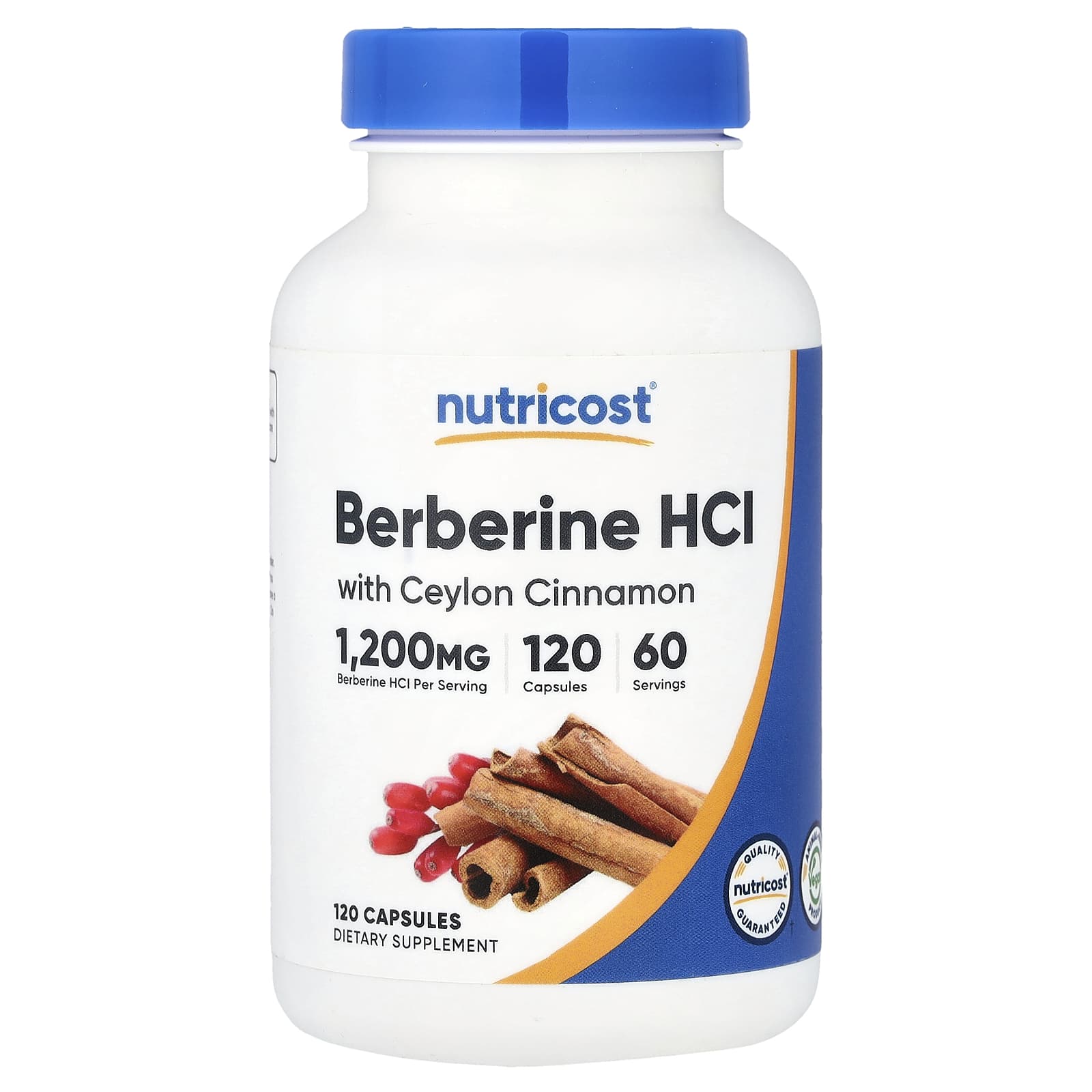 Nutricost, 鹽酸小檗鹼和錫蘭肉桂，1200 毫克，120 粒膠囊（每粒膠囊 600 毫克）