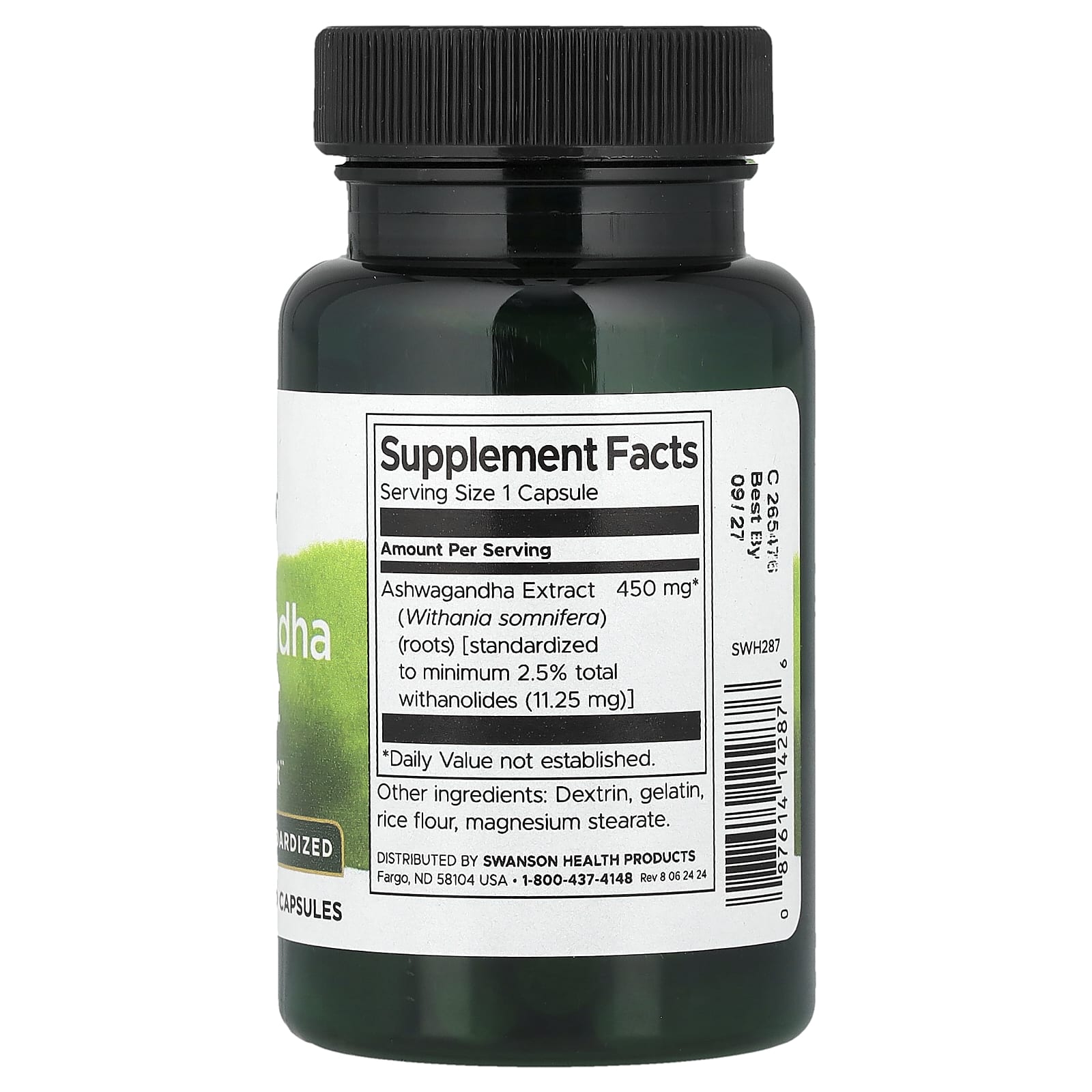 Swanson Vitamins, 南非醉茄提取物，標準化，450 毫克，60 粒膠囊