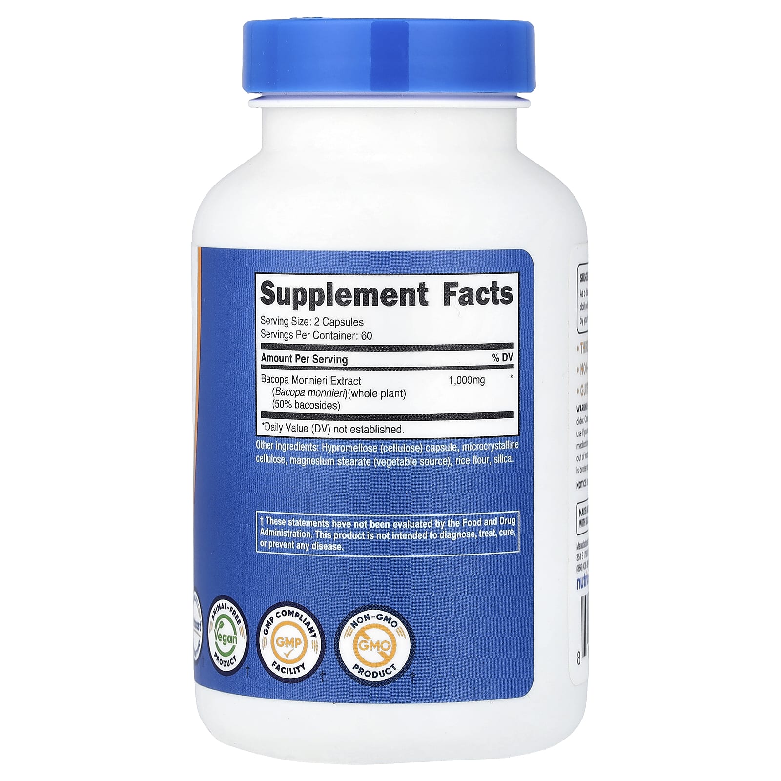 Nutricost, 假馬齒莧，1000 毫克，120 粒膠囊（每粒膠囊 500 毫克）