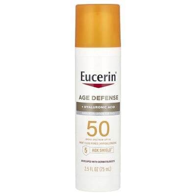 Eucerin, Age Defense，輕盈面部抗曬乳液，SPF 50，無香型，2.5 液量盎司（75 毫升）