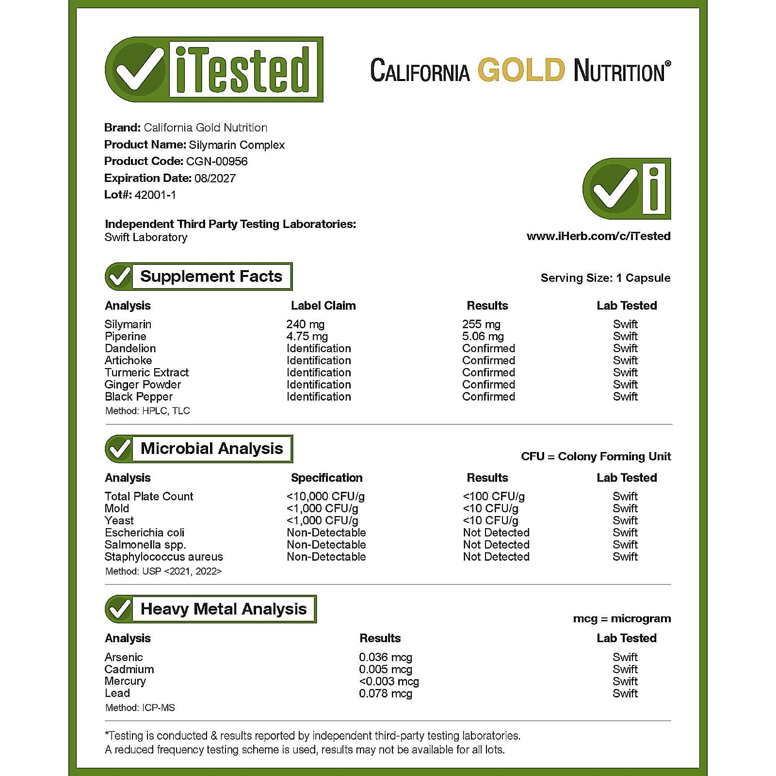 California Gold Nutrition, 水飛薊素複合物，水飛薊提取物 + 蒲公英、朝鮮薊、姜黃素 C3 複合物®、姜和 BioPerine®，120 粒素食膠囊