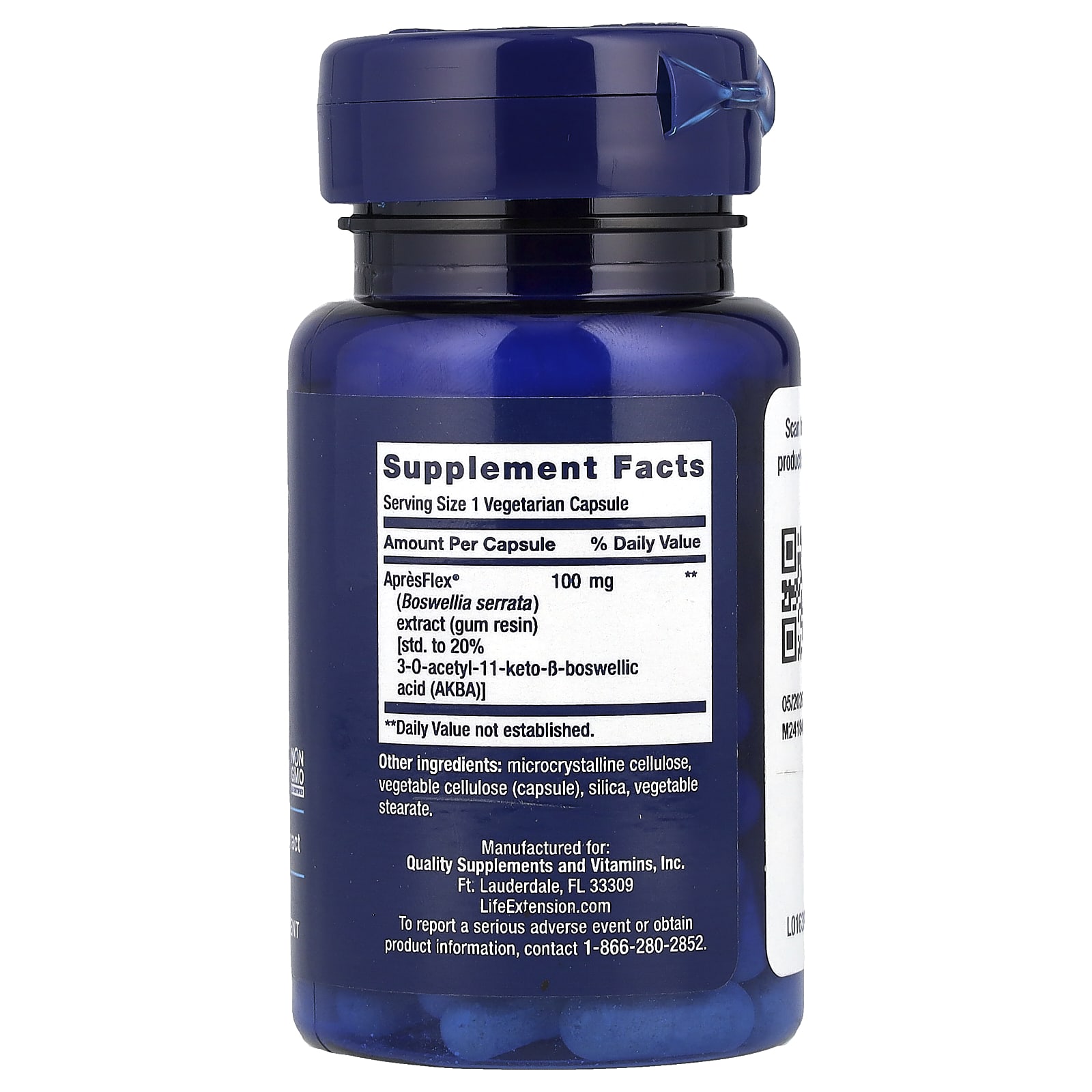 Life Extension, 含 ApresFlex 的 5-LOX 控制劑，100 毫克，60 粒素食膠囊