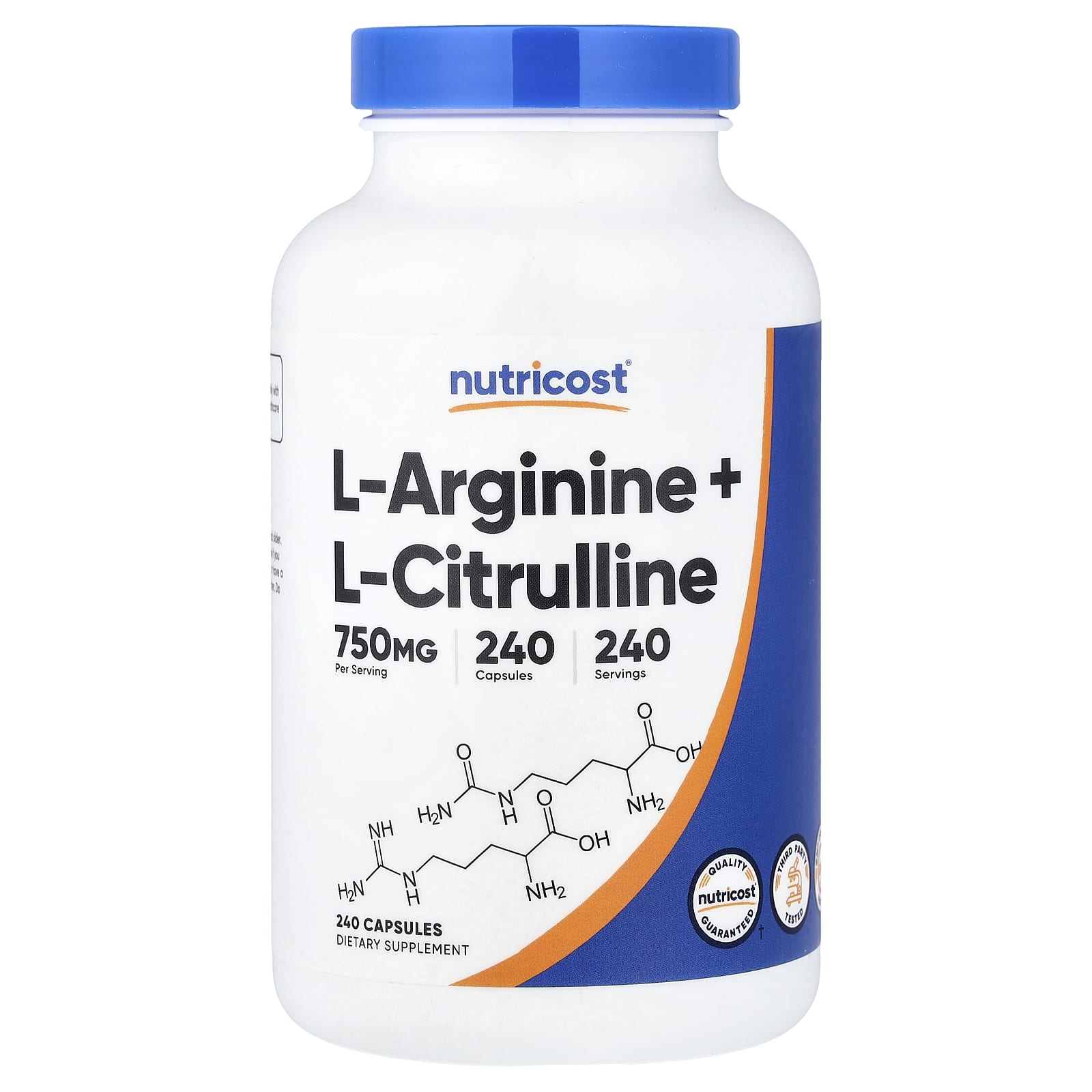 Nutricost, L-精胺酸 + L-瓜氨酸，240 粒膠囊
