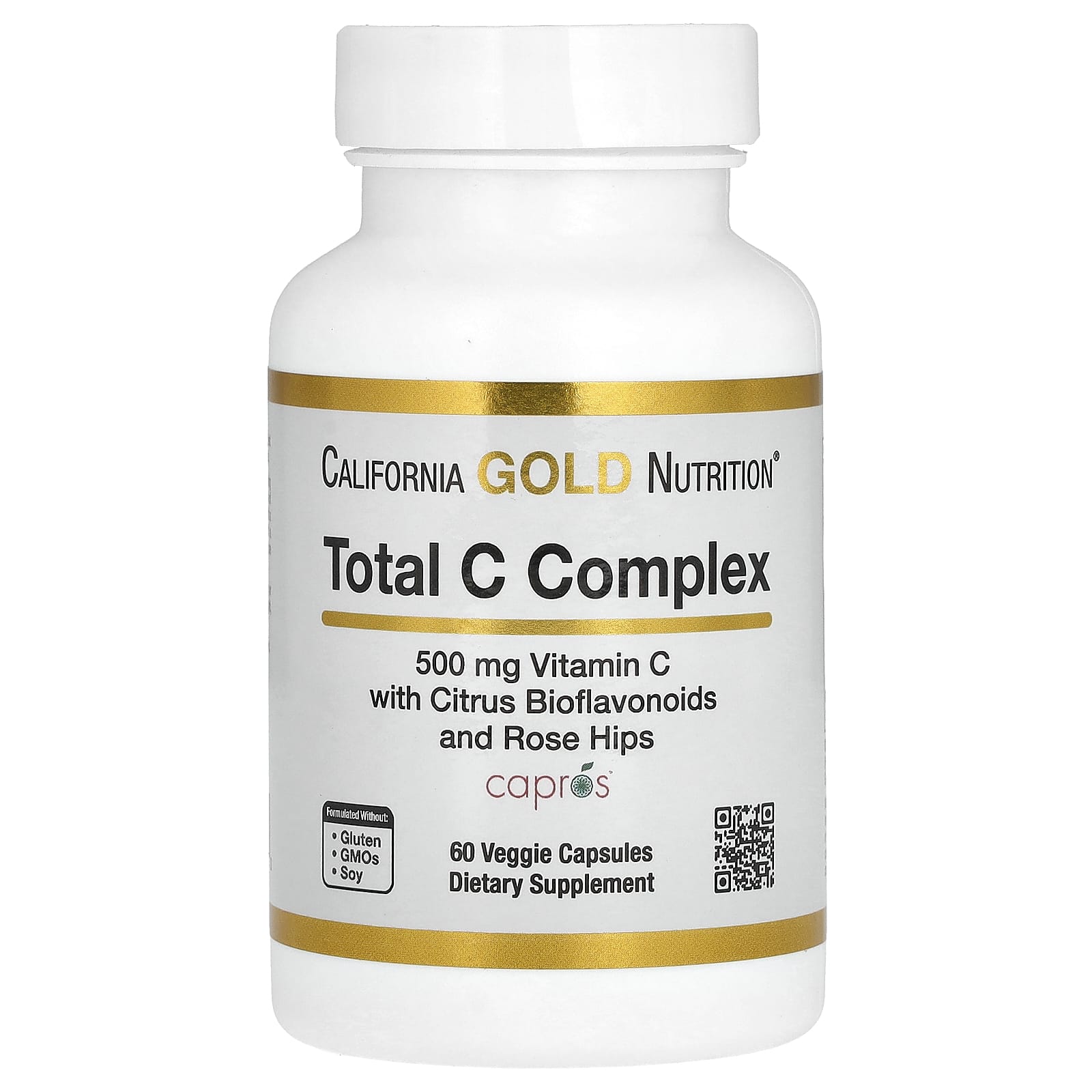 California Gold Nutrition, Total C 複合物，含抗壞血酸、餘甘子提取物、柑橘生物類黃酮和玫瑰果提取物，500 毫克，60 粒素食膠囊