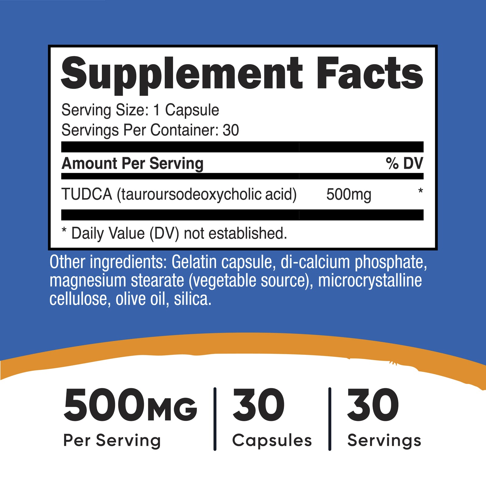 Nutricost, 牛磺熊去氧膽酸（TUDCA），500 毫克，30 粒膠囊