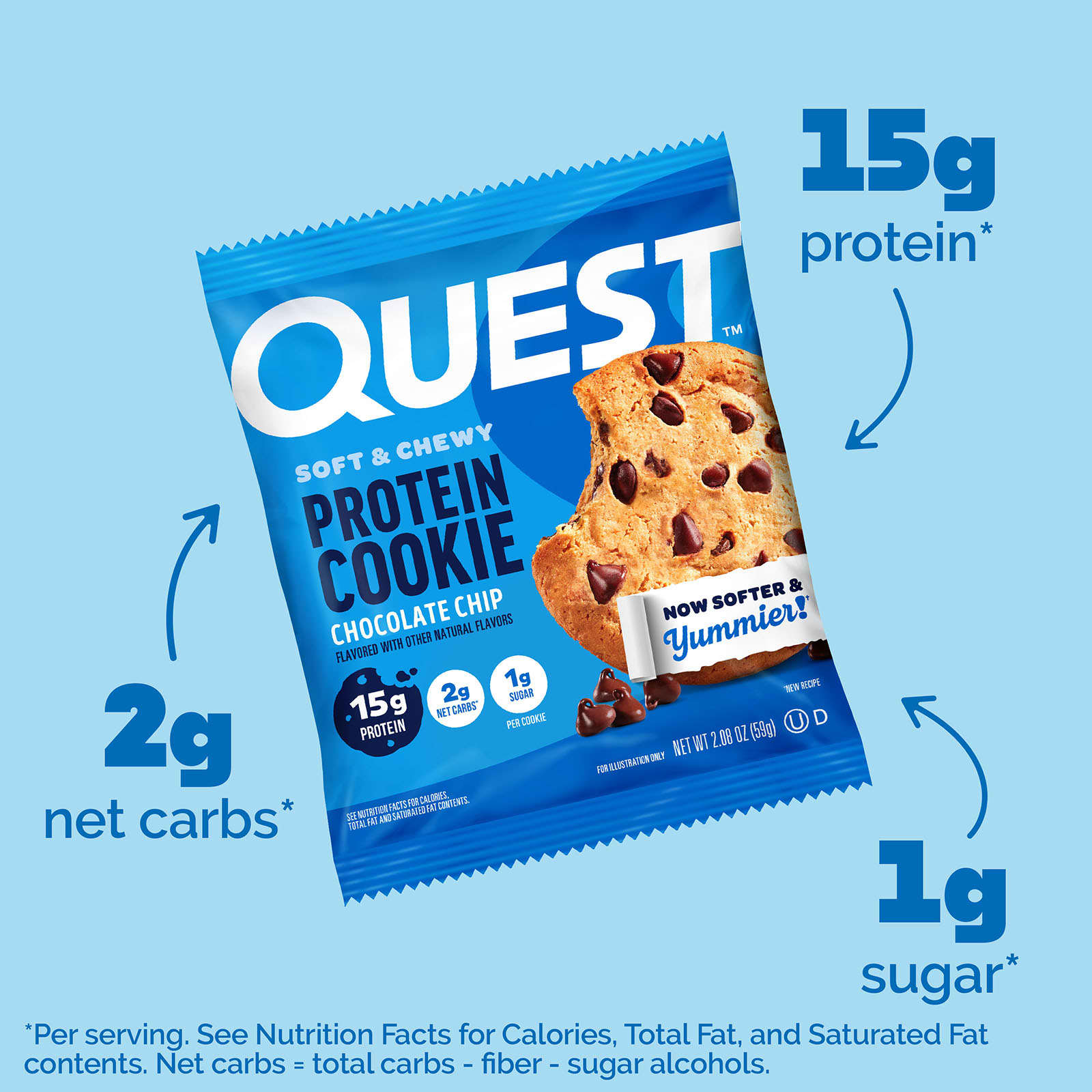 Quest Nutrition, 蛋白餅乾，巧克力碎，4 包，每包 2.08 盎司（59 克）