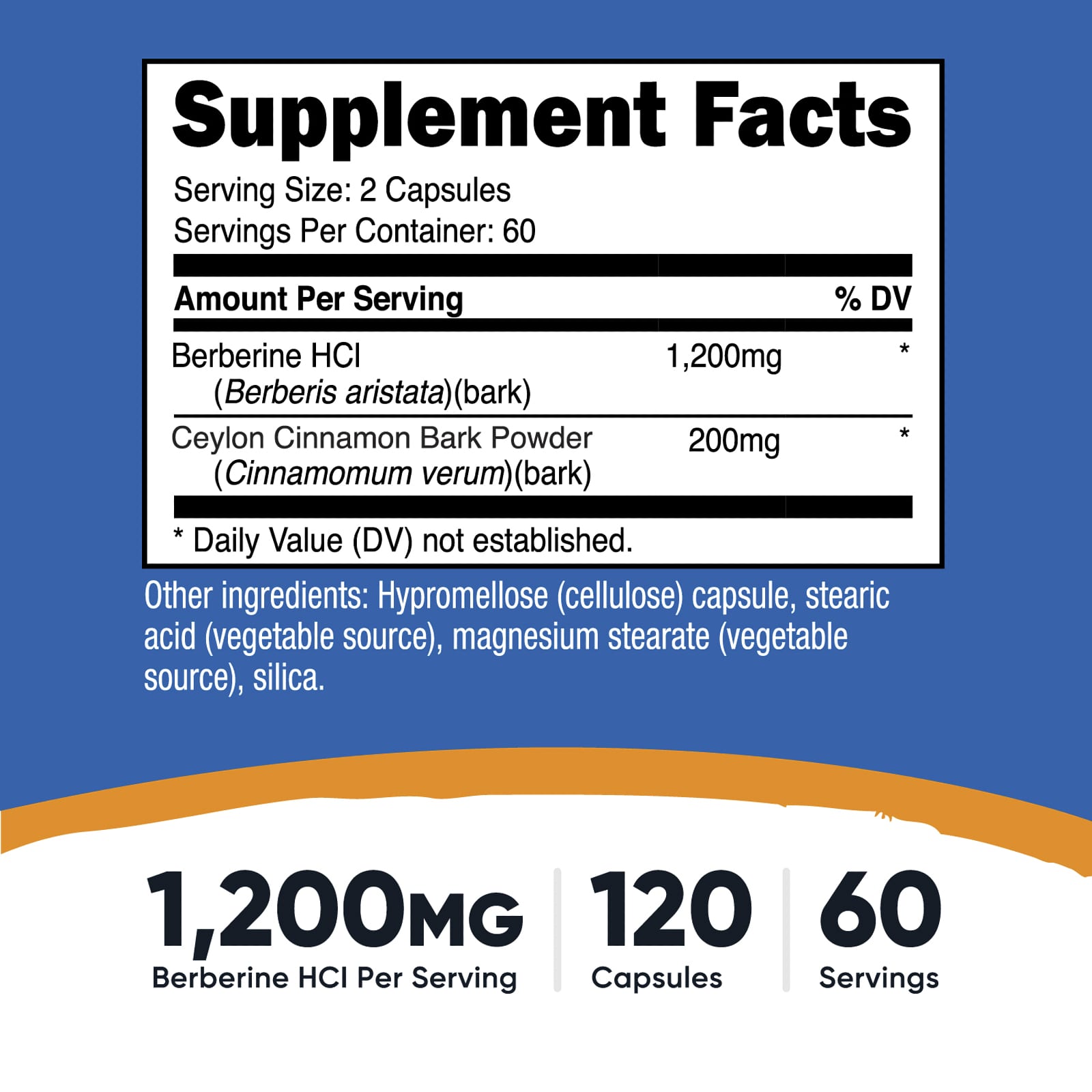 Nutricost, 鹽酸小檗鹼和錫蘭肉桂，1200 毫克，120 粒膠囊（每粒膠囊 600 毫克）