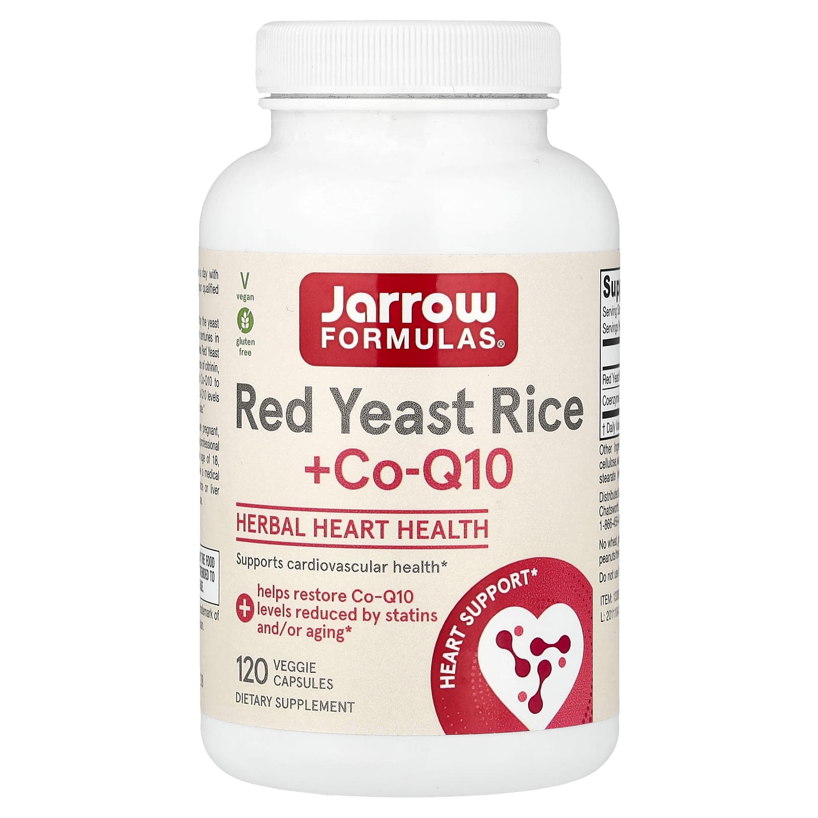 Jarrow Formulas, 紅曲米 + 輔酶 Q10，120 粒素食膠囊