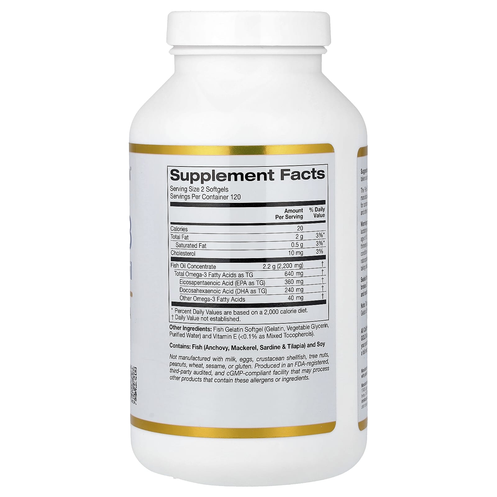 California Gold Nutrition, Omega-3，優質魚油，240 粒魚明膠軟膠囊