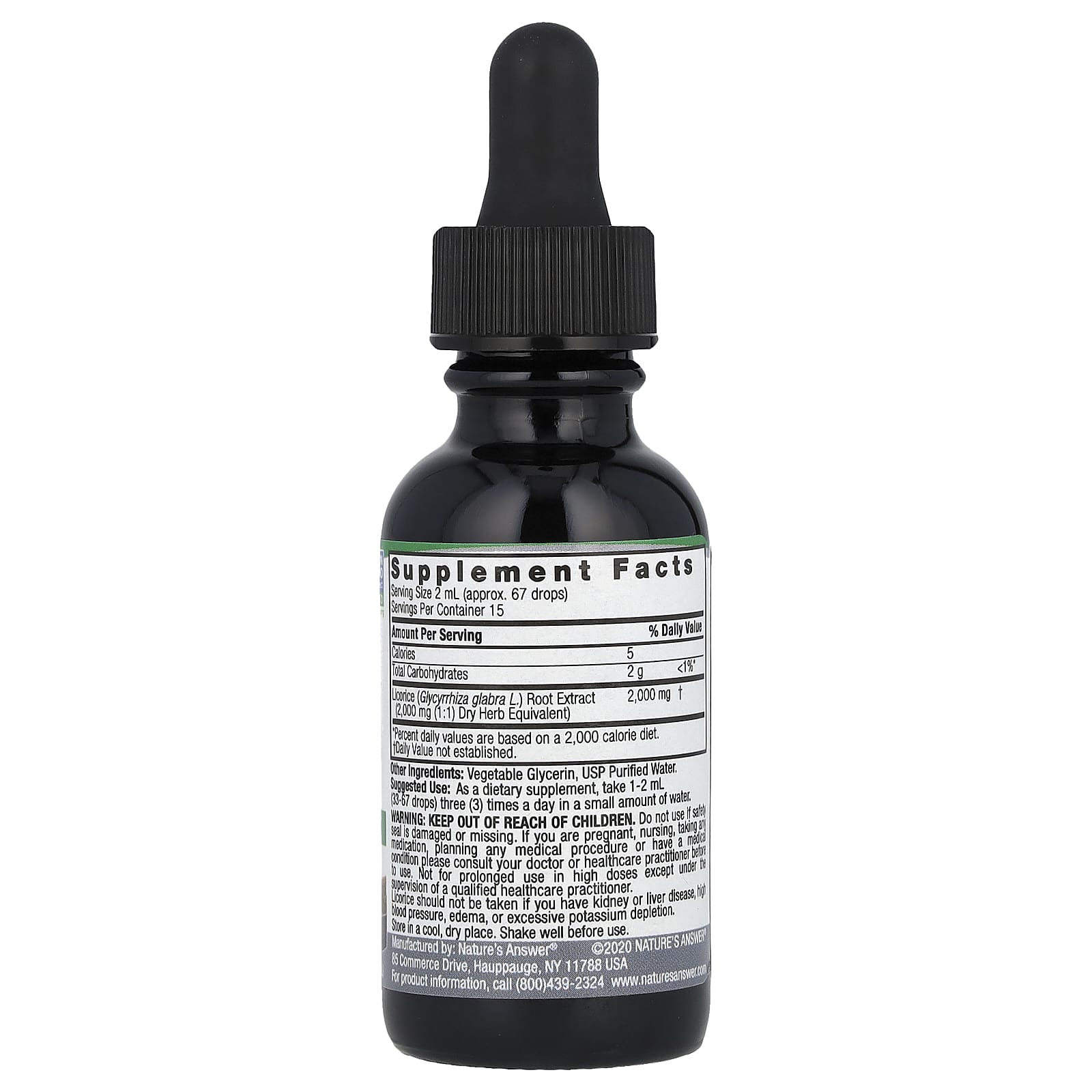 Nature's Answer, 甘草根液體提取物，無乙醇，2,000 毫克，1 液量盎司（30 毫升）