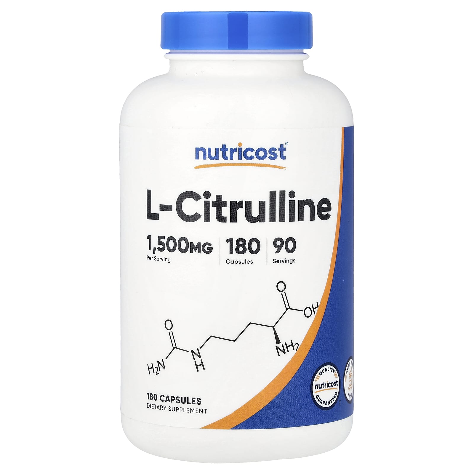 Nutricost, L-瓜氨酸，1500 毫克，180 粒膠囊（每粒膠囊 750 毫克）