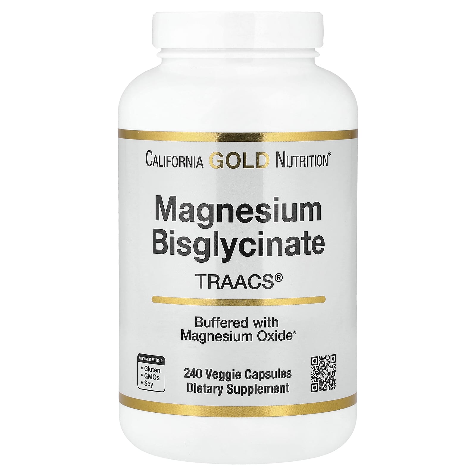 California Gold Nutrition, 雙甘氨酸鎂螯合物，Albion TRAACS®，240 粒素食膠囊（每粒膠囊 100 毫克）