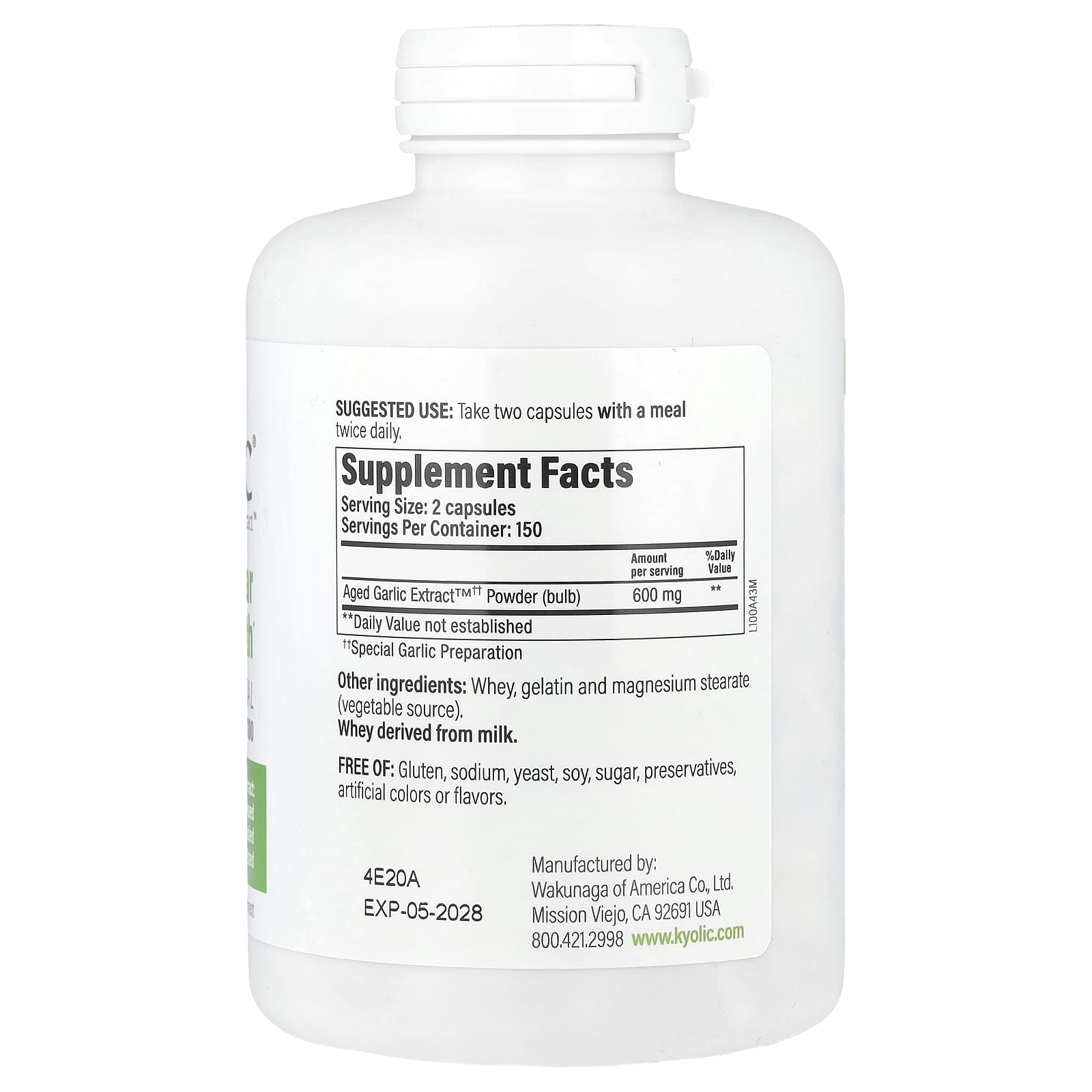 Kyolic, 陳蒜提取物™，心血管健康，原初配方 100，300 粒膠囊（每粒膠囊 300 毫克）