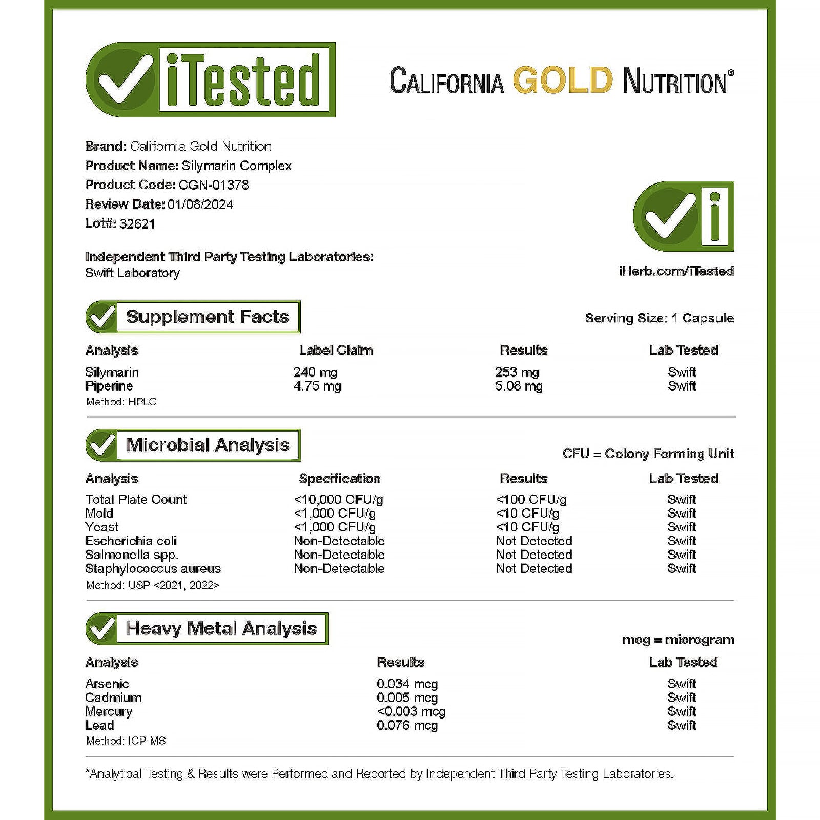 California Gold Nutrition, 水飛薊素複合物素食膠囊，含水飛薊提取物，加蒲公英、洋薊、生姜和 BioPerine 成分，360 粒
