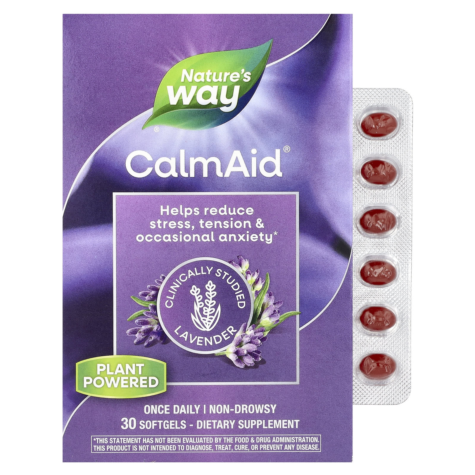 Nature's Way, CalmAid，科學研究薰衣花草，80 毫克，30 粒軟膠囊