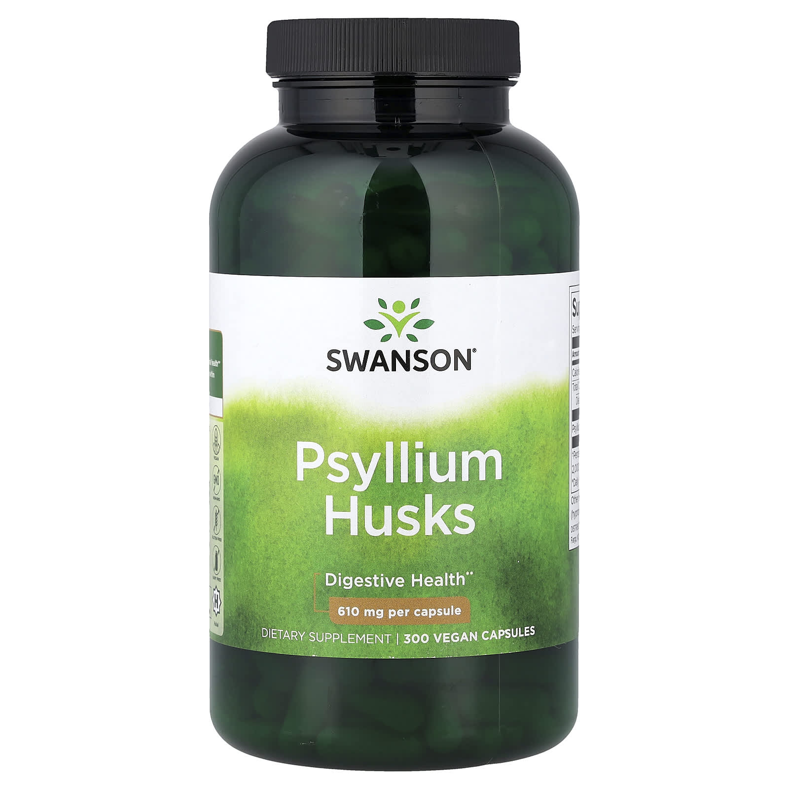 Swanson Vitamins, 車前子殼全素膠囊，610 毫克，300 粒