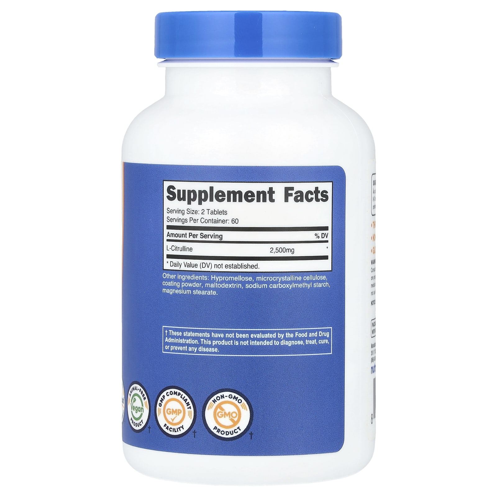 Nutricost, L-瓜氨酸，2500 毫克，120 片（每片 1250 毫克）